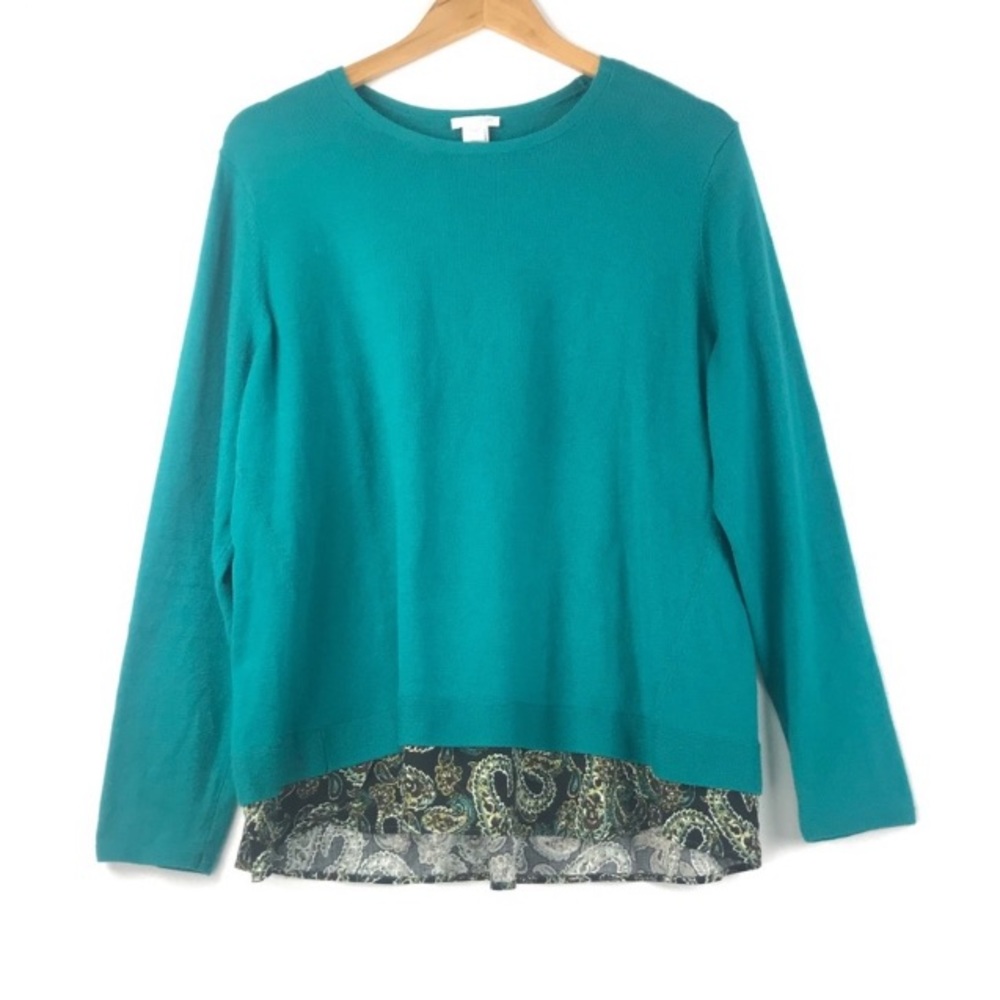 J Jill teal paisley print sweater